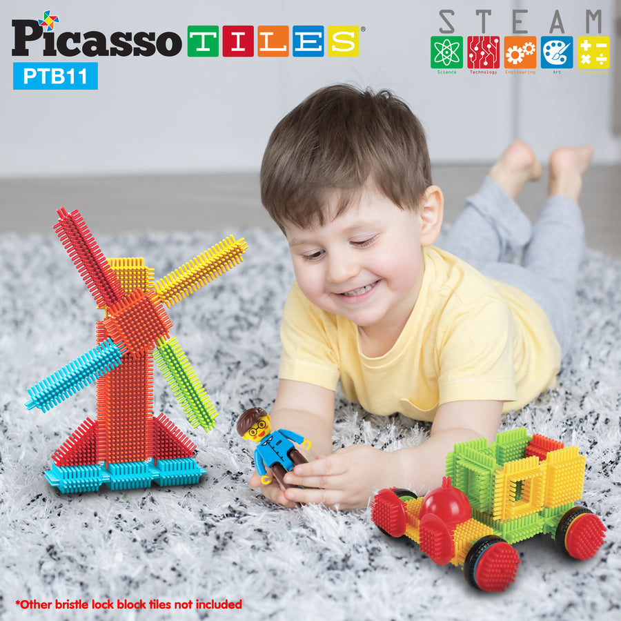 PicassoTiles BrickLock 4 Piece Family Character People Figure Building Set