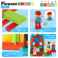 PicassoTiles BrickLock 4 Piece Family Character People Figure Building Set