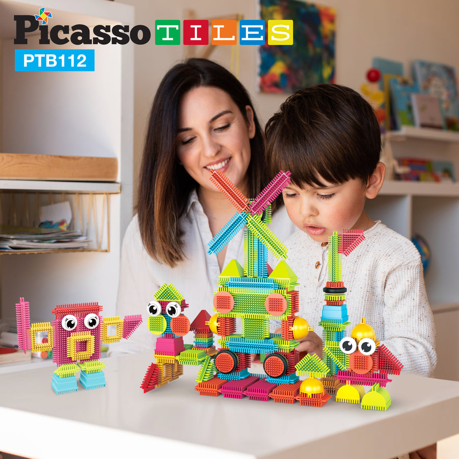 PicassoTiles 112pc Hedgehog Building Blocks Building Set