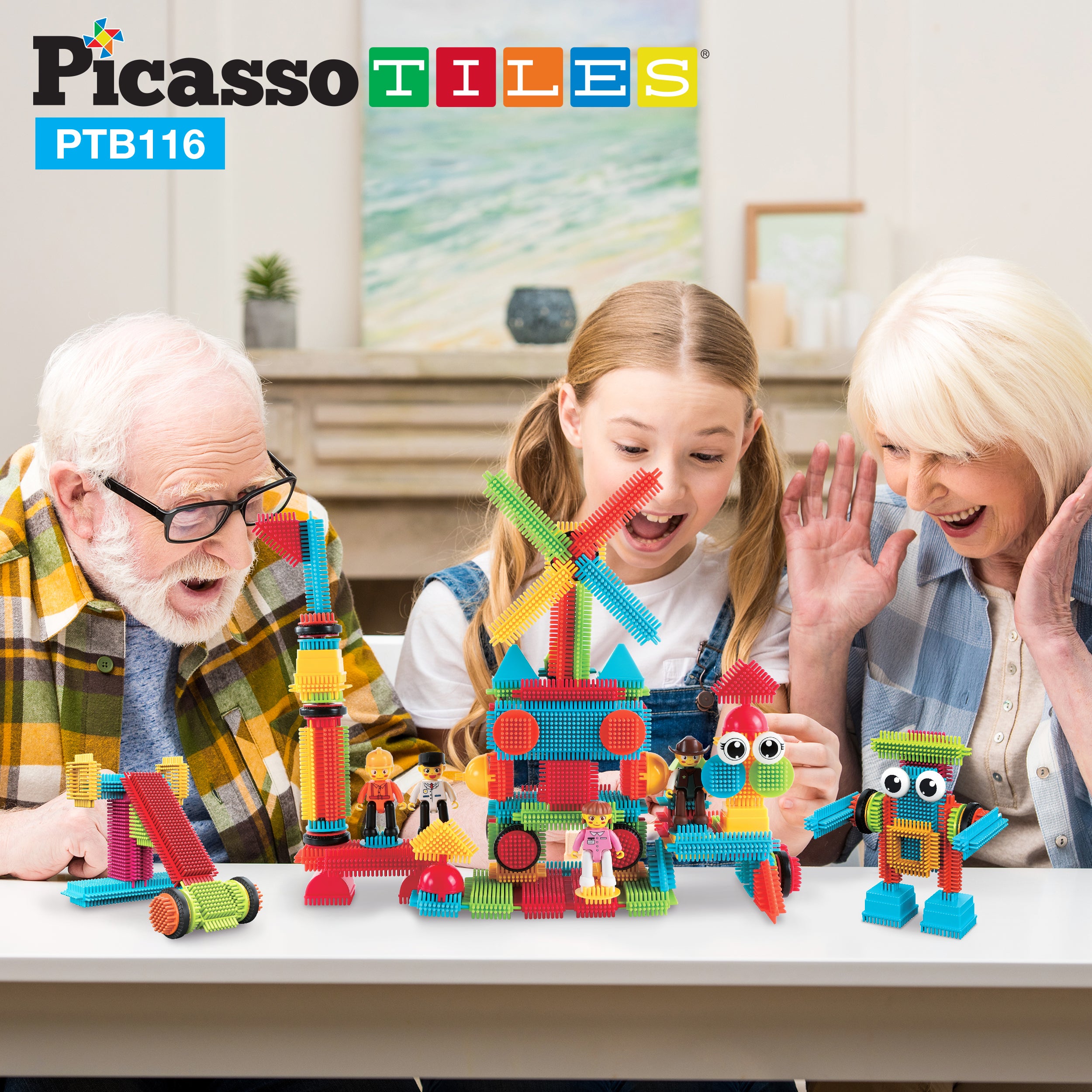 PicassoTiles 116pc Hedgehog Building Block Building Set