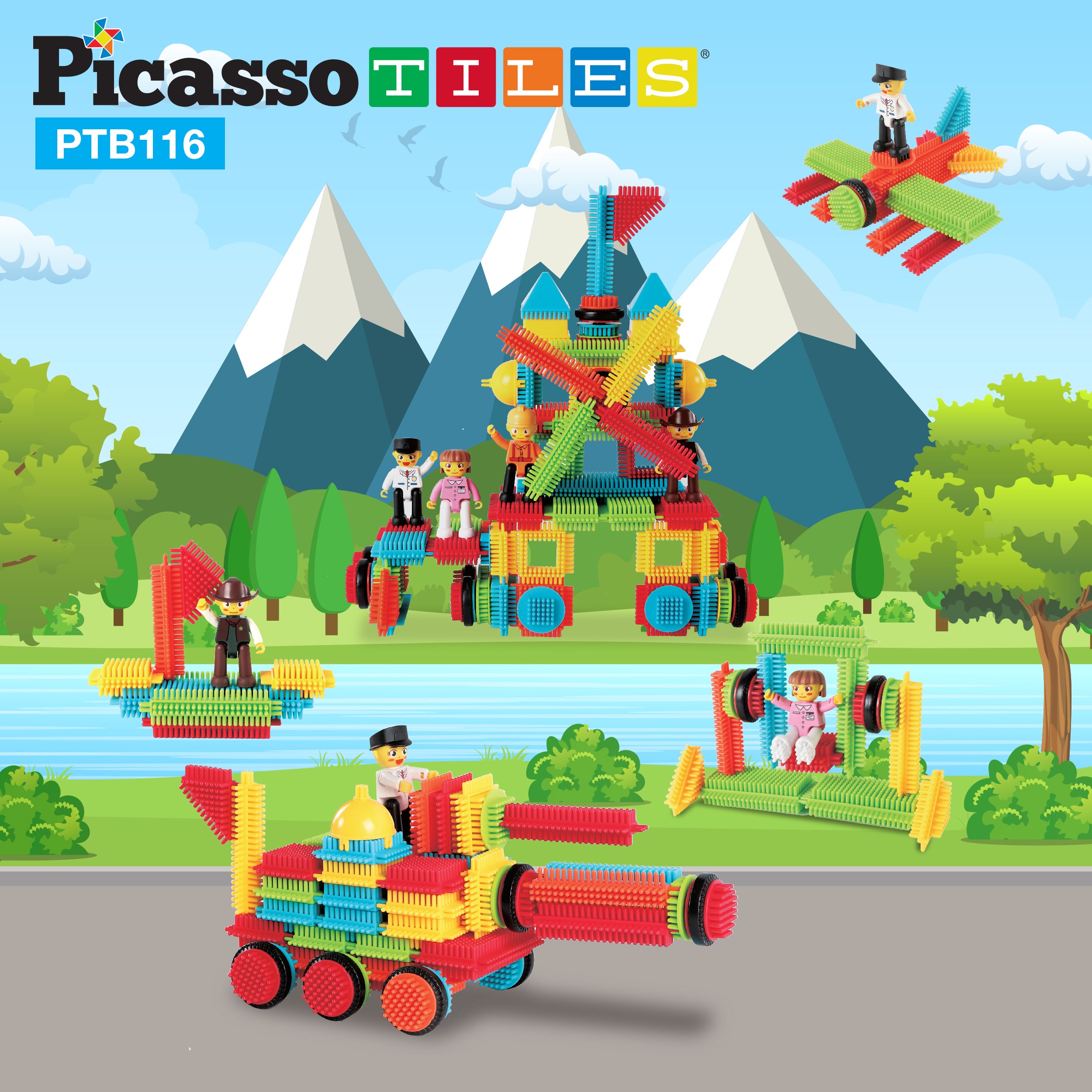 PicassoTiles 116pc Hedgehog Building Block Building Set