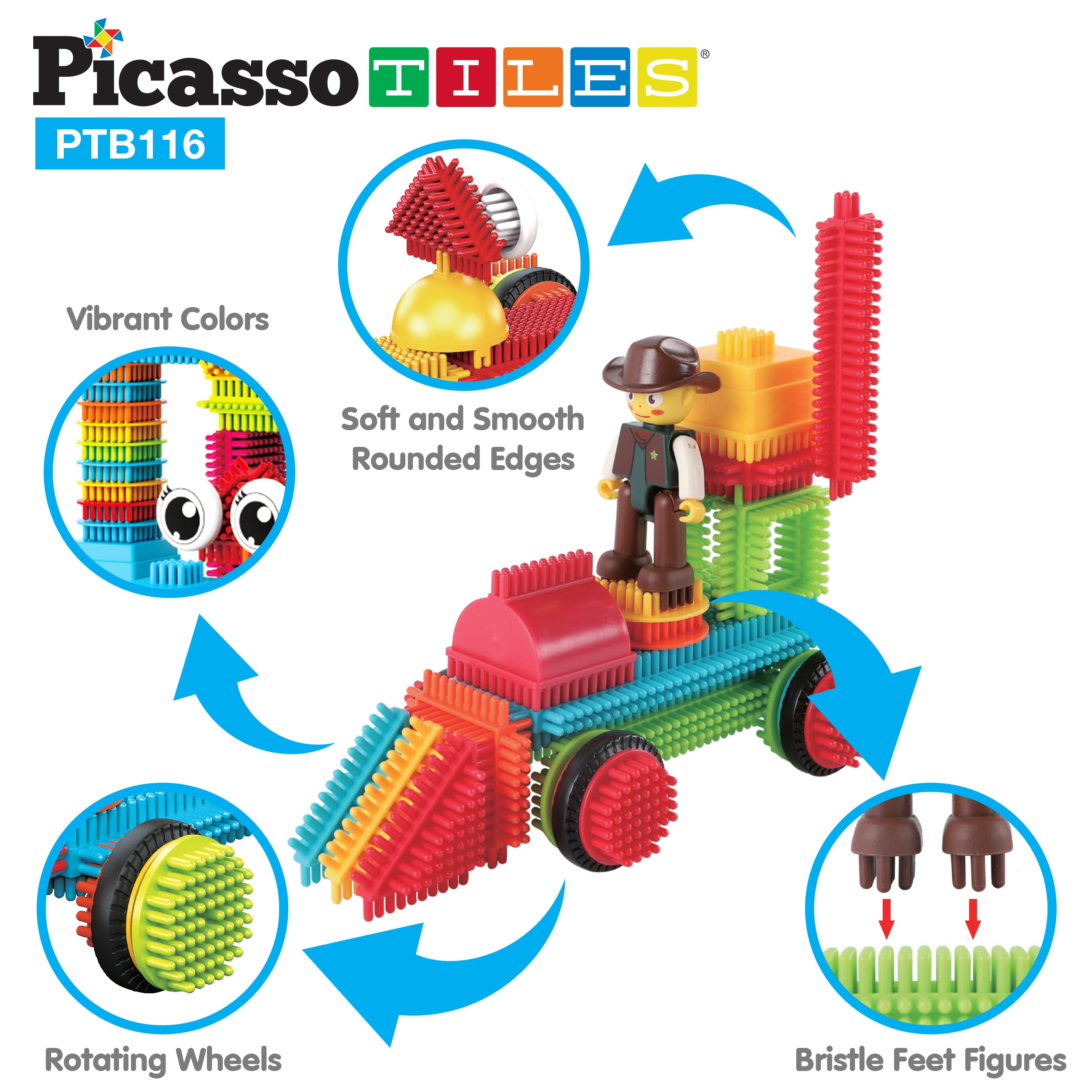 PicassoTiles 116pc Hedgehog Building Block Building Set