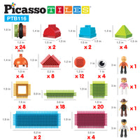 PicassoTiles 116pc Hedgehog Building Block Building Set