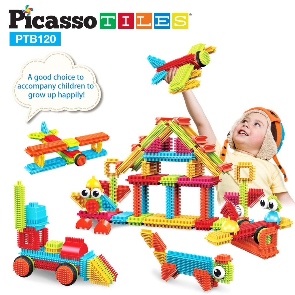 Picasso Toys 116pc Hedgehog Construction Building Blocks Toy Set Interlock  Tiles with Idea Book, 4 Action Figure Characters, 4 Decorative Eyes STEM