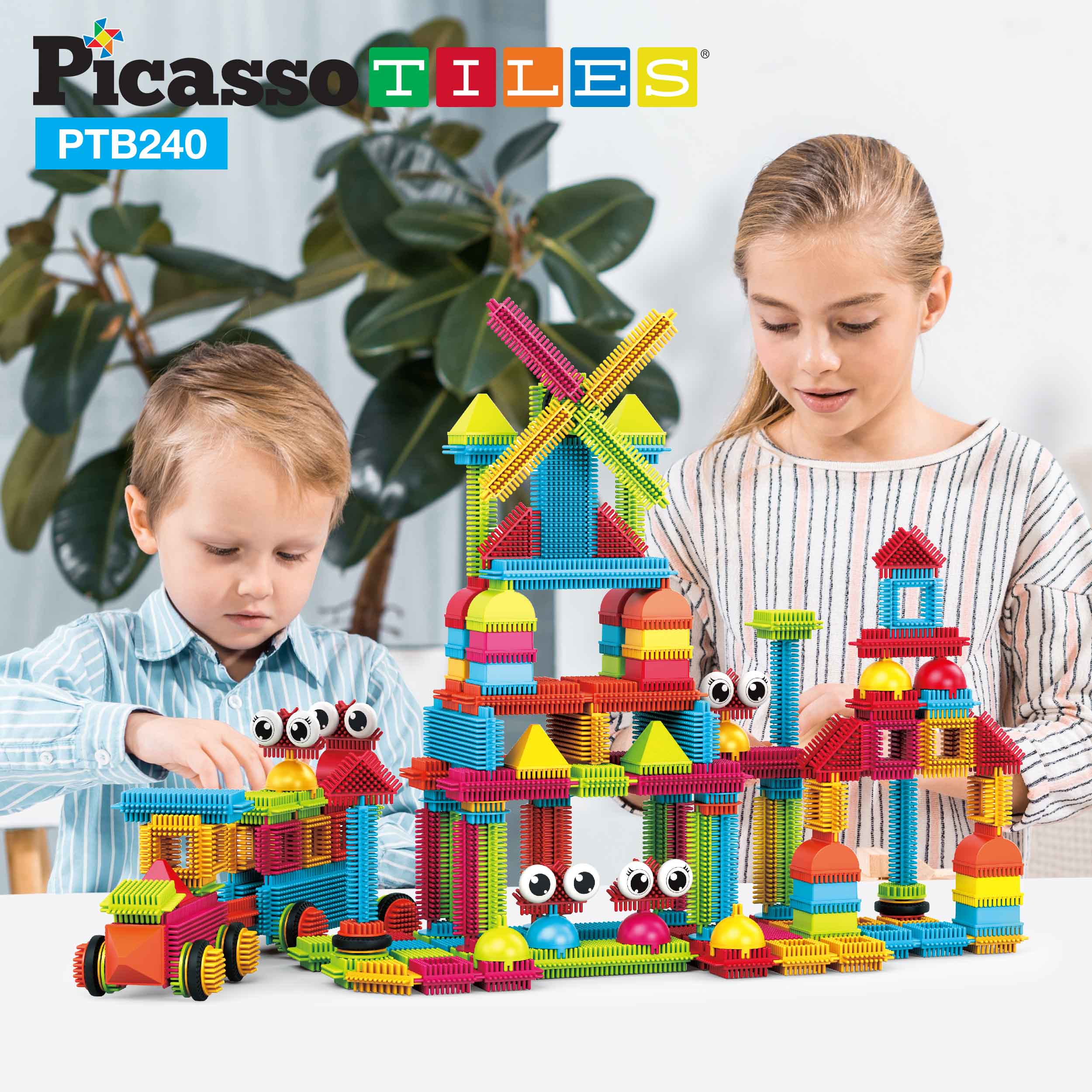 PicassoTiles 240pc Hedgehog Building Block Construction Building Set ...