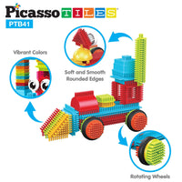 PicassoTiles 41 Piece Hedgehog Building Blocks Set with Idea Booklet
