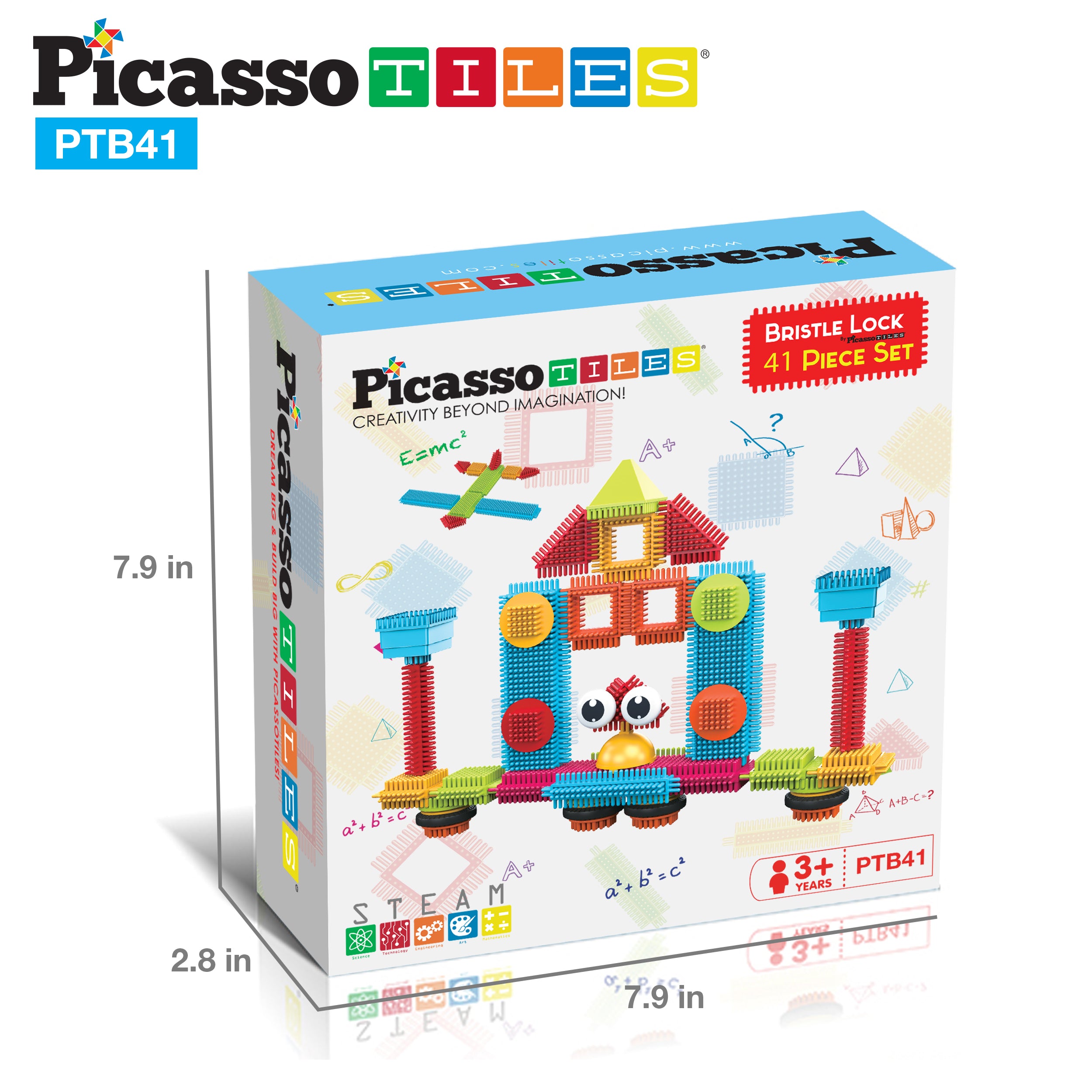 PicassoTiles 41 Piece Hedgehog Building Blocks Set with Idea Booklet