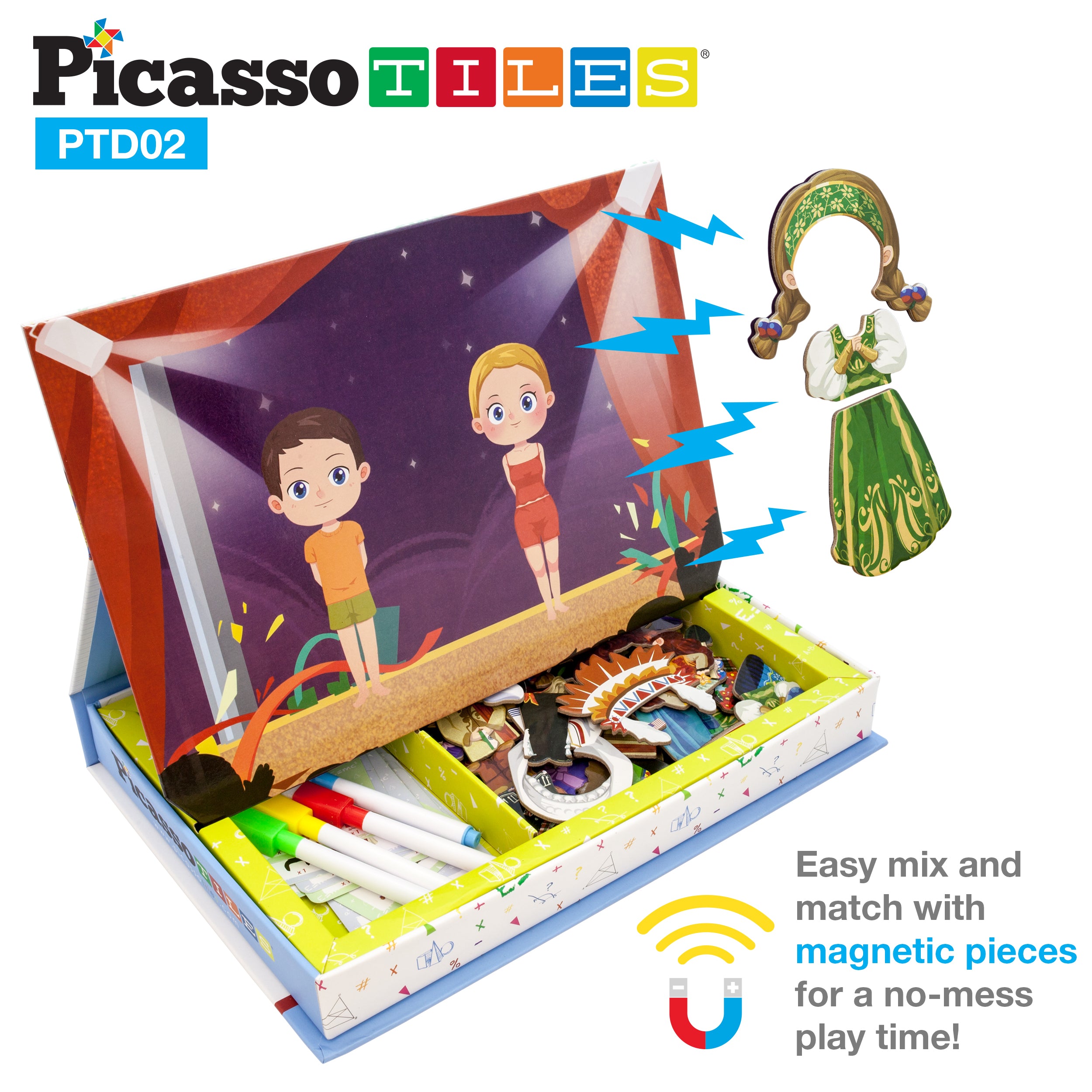 PicassoTiles 115pc Kids Magnetic Face-Board Dress Up Puzzle