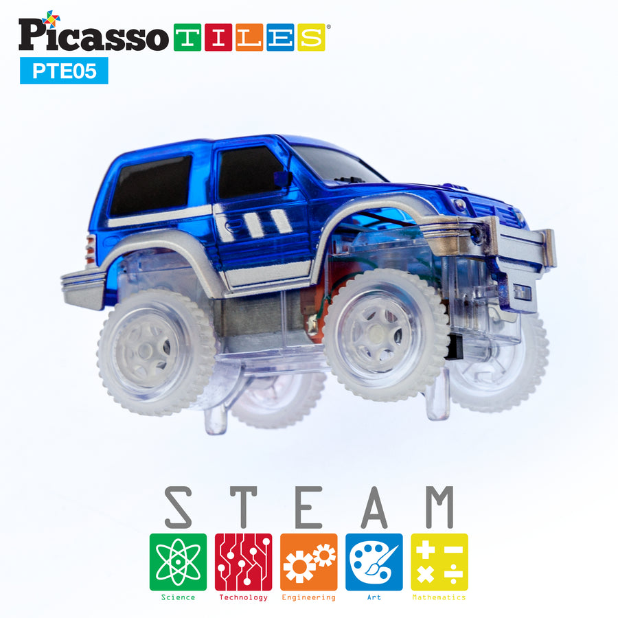 PicassoTiles 2 Pack Cars for Magnetic Race Tracks