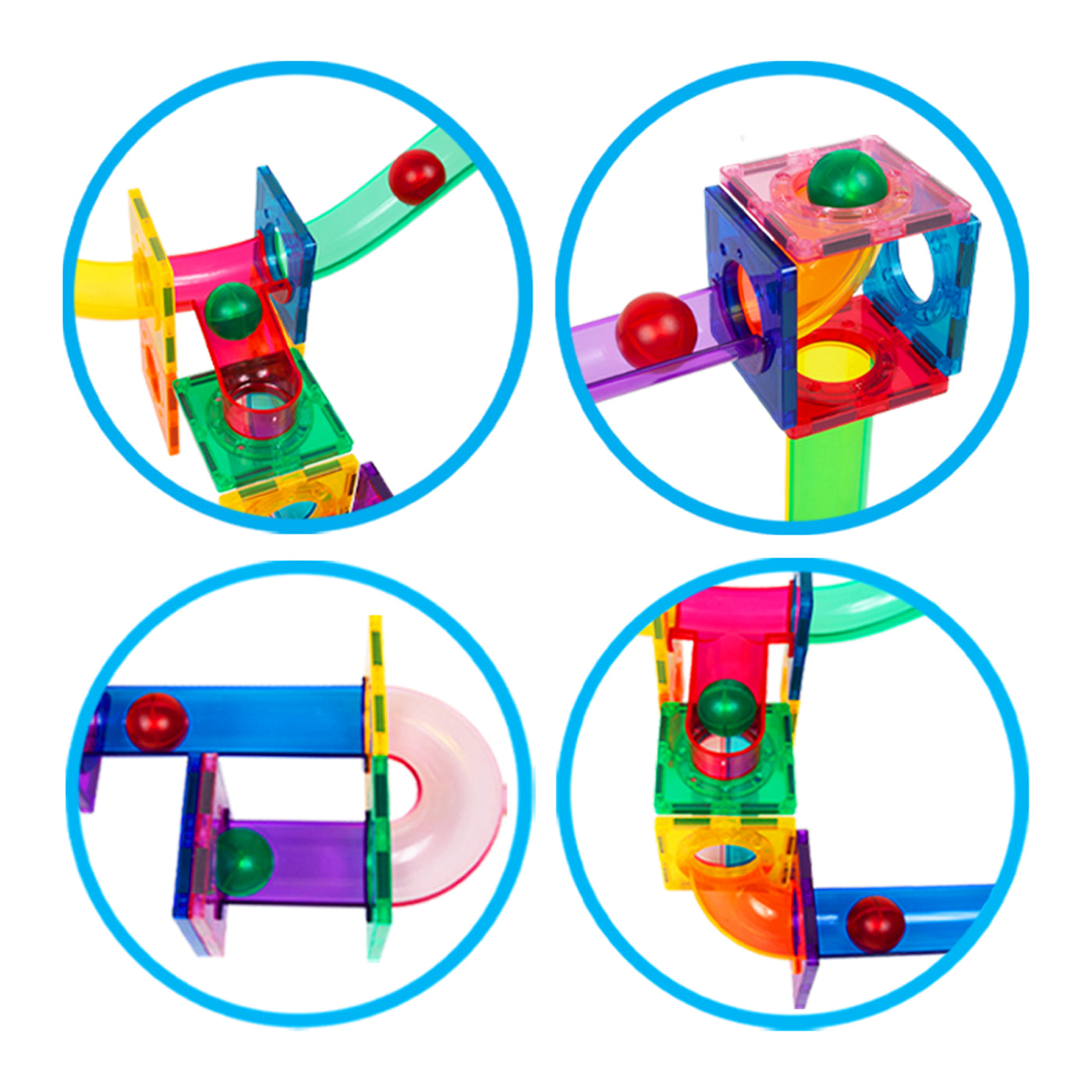 PicassoTiles LED Activated Light-Up Marbles for Marble Run Building Blocks