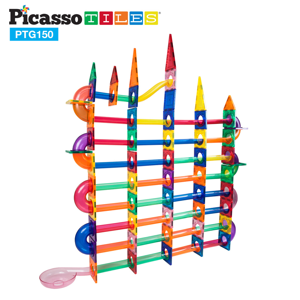 PicassoTiles 150 Pieces Marble Run Building Blocks PTG150
