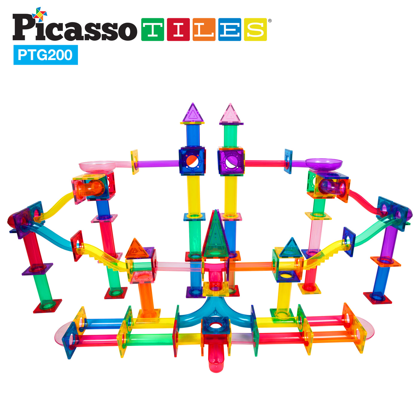 Marble Run Magnet Tile Tracks with LED Marbles