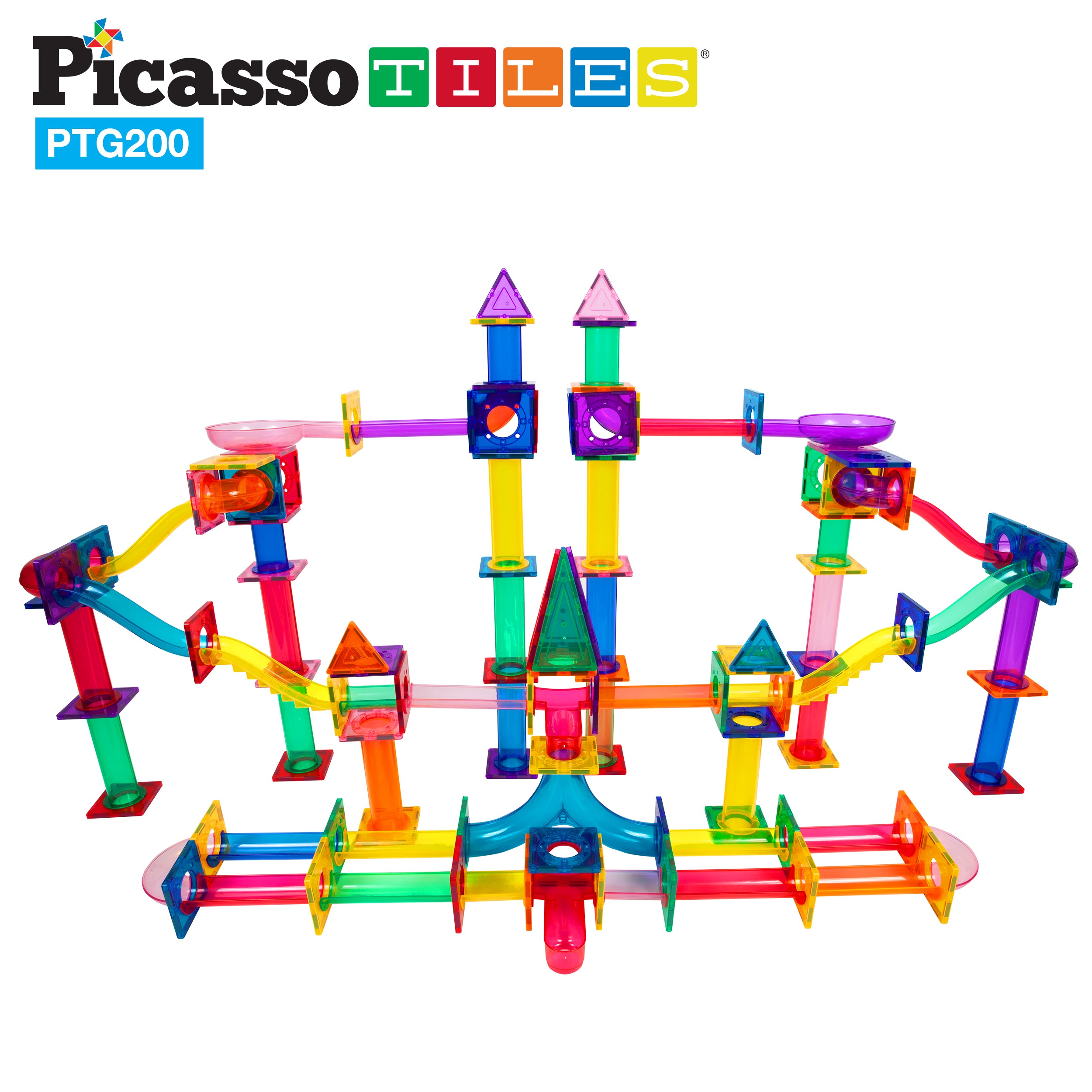Marble Run Magnet Tile Tracks with LED Marbles