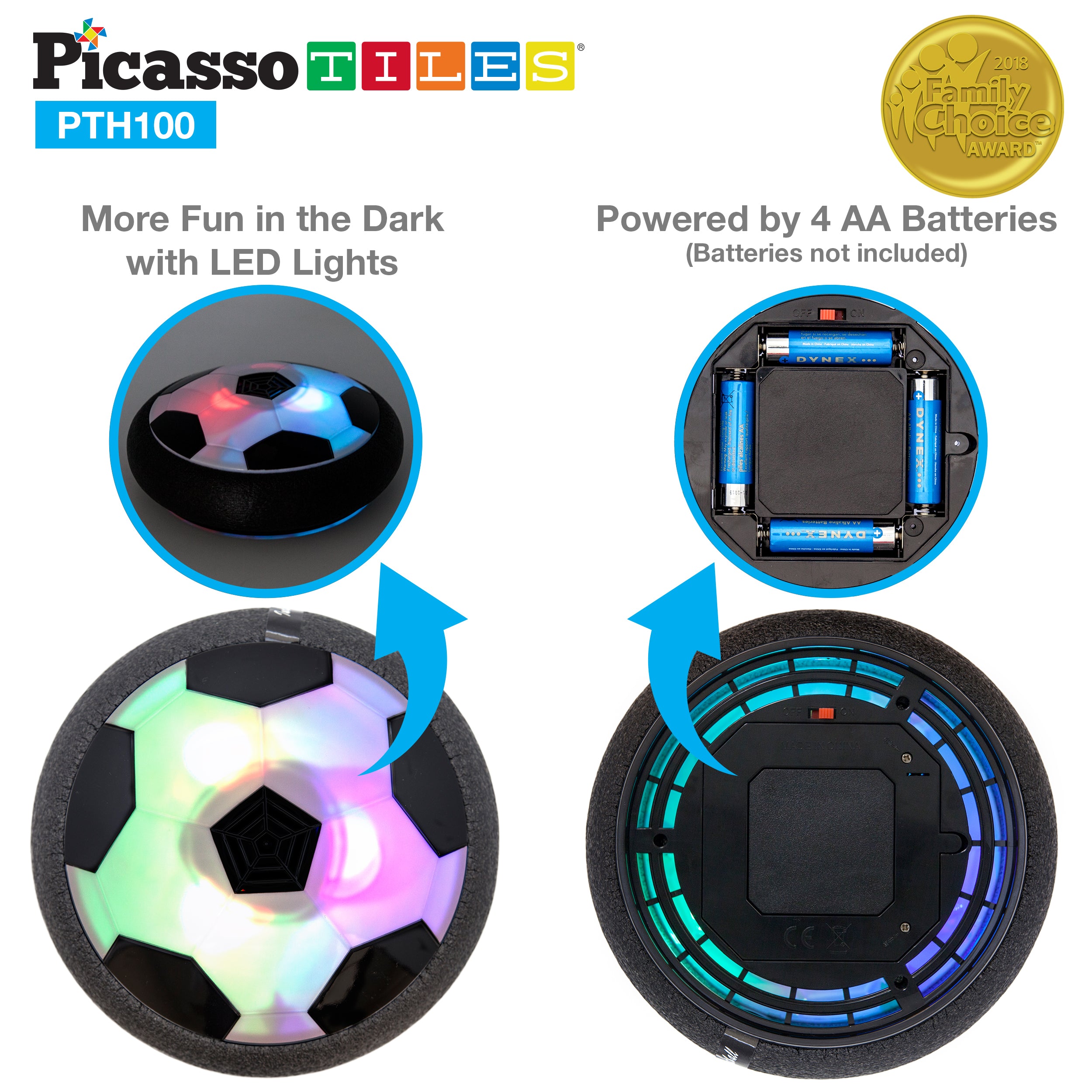PicassoTiles Hover Soccer Ball with Protective Bumper Foam