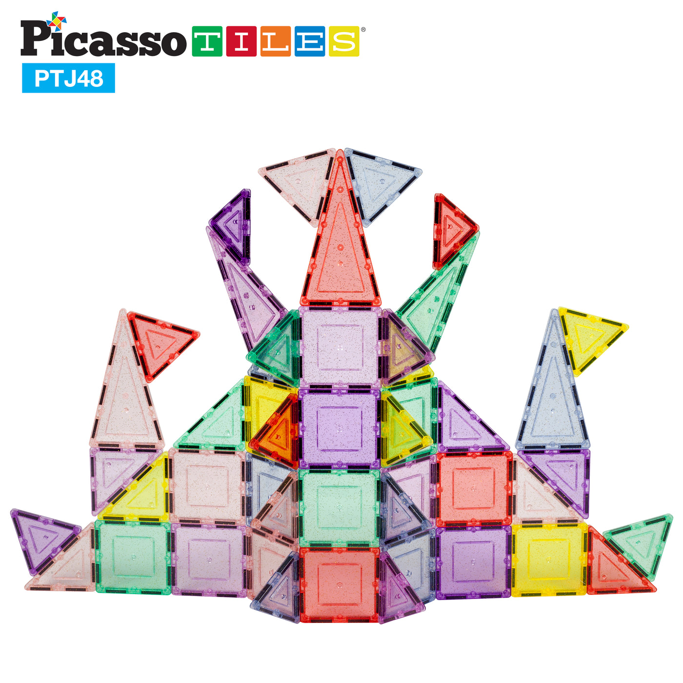 PicassoTiles Glitter Magnetic Tiles Building Set