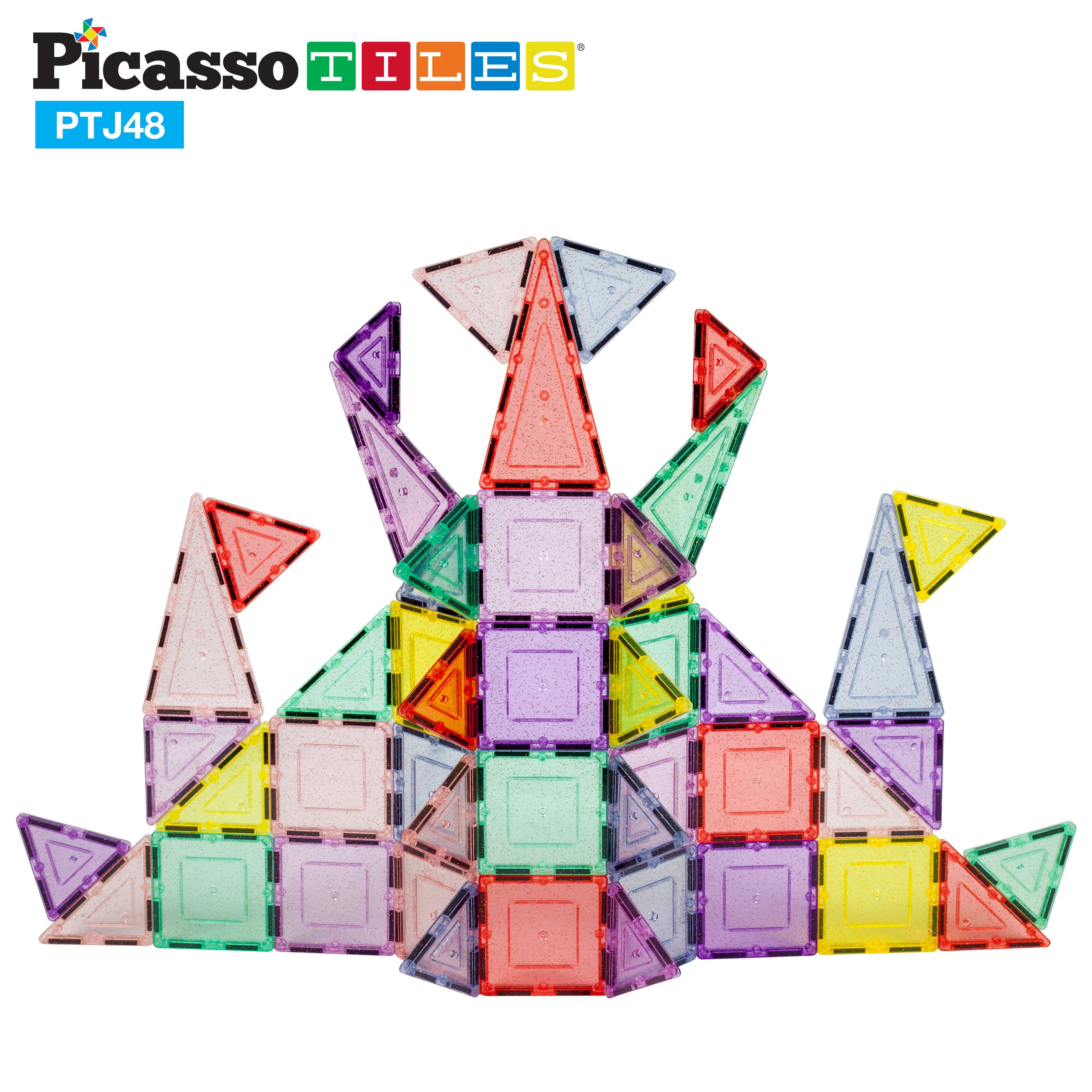 PicassoTiles Glitter Magnetic Tiles Building Set