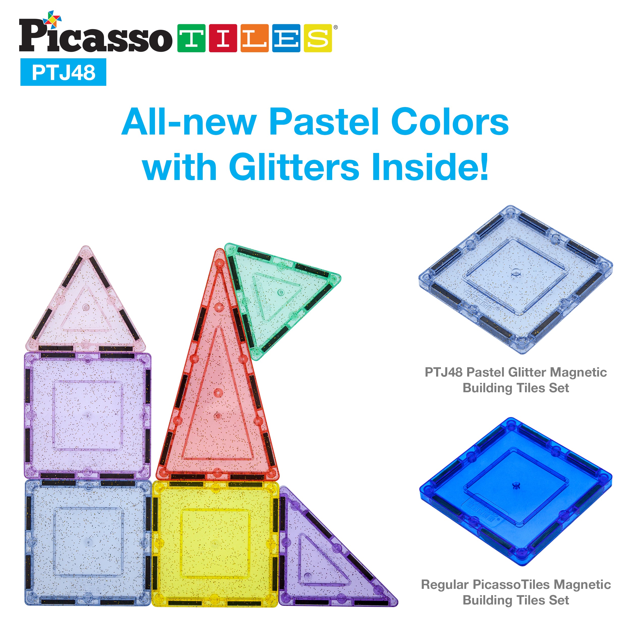PicassoTiles Glitter Magnetic Tiles Building Set · PicassoTiles