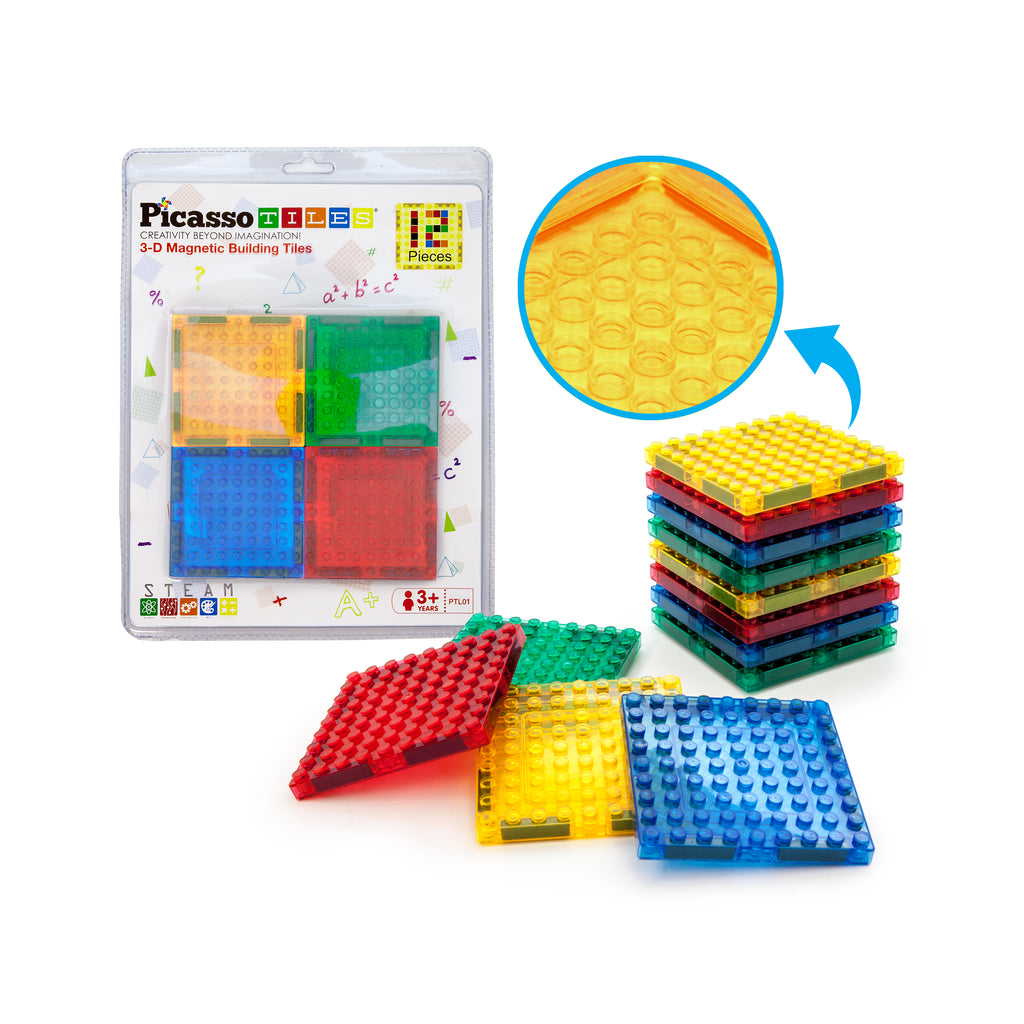PicassoTiles 12 Pack Magnetic Building Brick Combo Tile PTL01