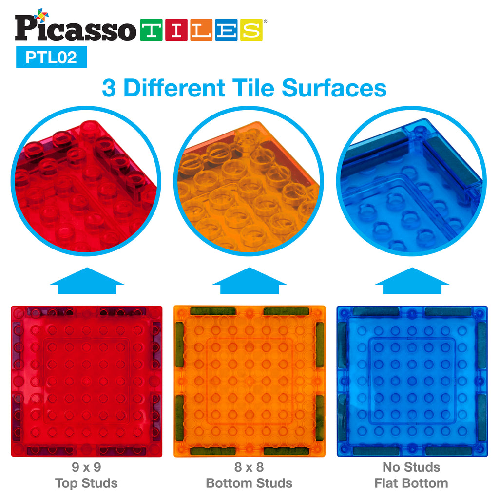 PicassoTiles 12 Piece Clear Transparent Magnetic Building Tiles PTE13