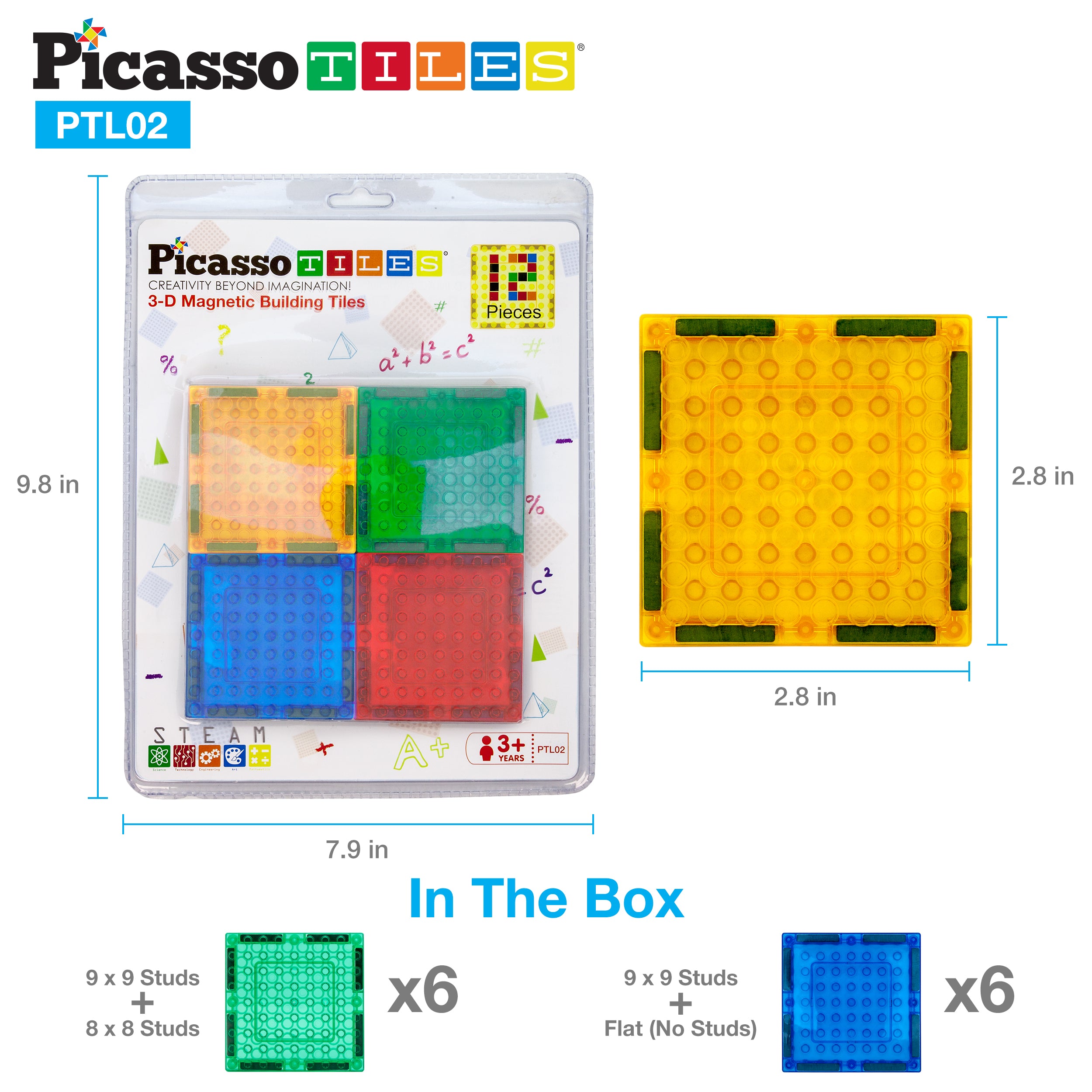 PicassoTiles 12pc Magnet Tile and Brick Block Combo Set