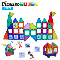 PicassoTiles Graphical Inserts 121 Piece Magnetic Building Block Set