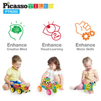 PicassoTiles Engineering Construction Set with Toy Power Drill - 250 Pieces