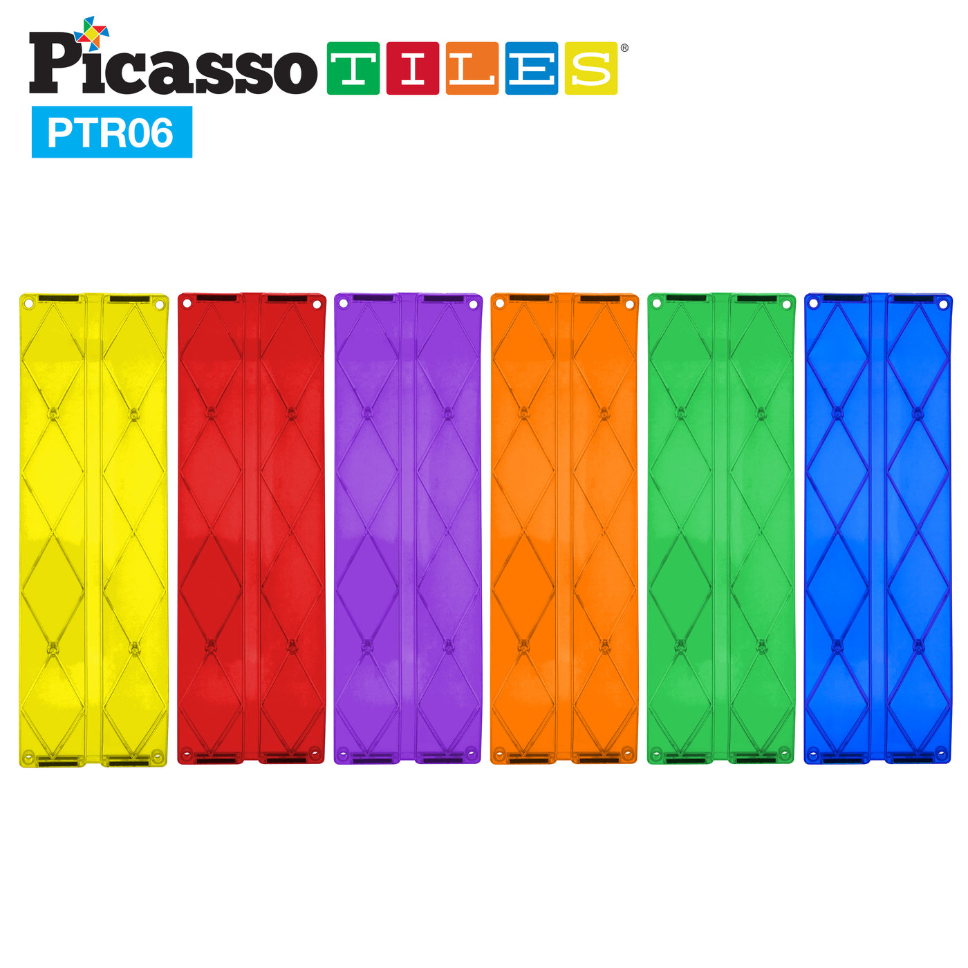 PicassoTiles 6pc Race Track Ramp Magnet Toy Expansion Pack