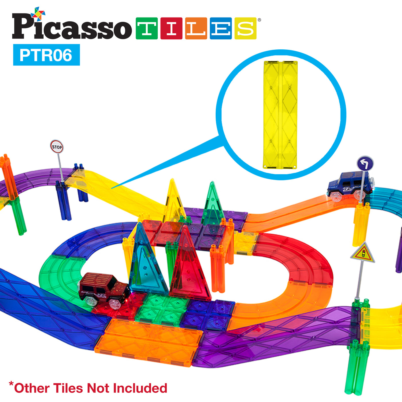 PicassoTiles 6pc Race Track Ramp Magnet Toy Expansion Pack