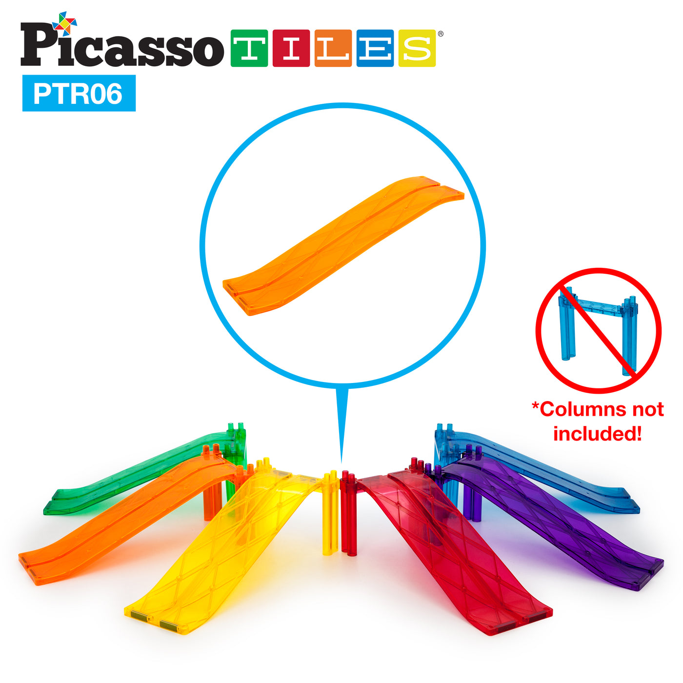 PicassoTiles 6pc Race Track Ramp Magnet Toy Expansion Pack