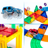 PicassoTiles 81pc Race Track Building Blocks with LED Cars