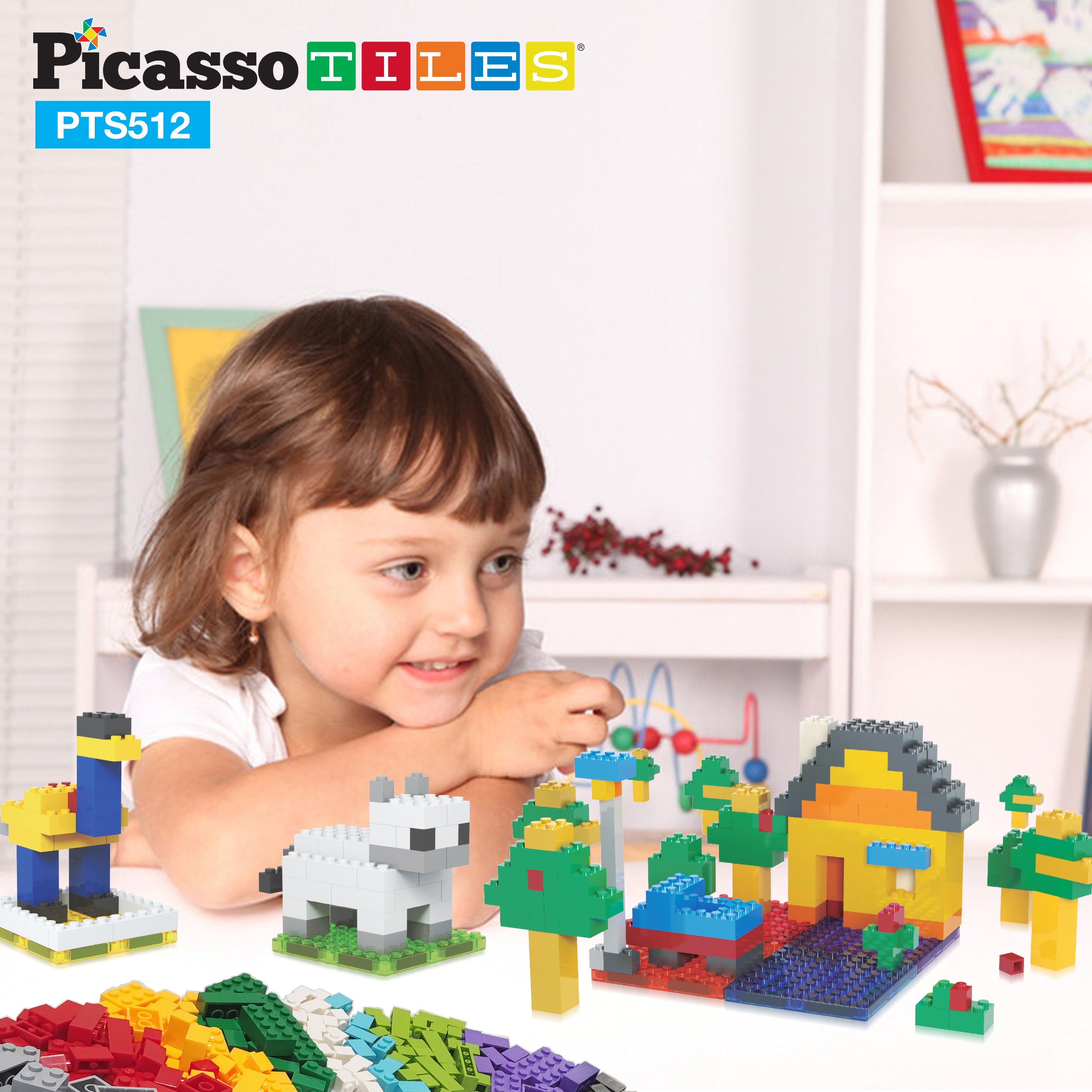 ピカソ PicassoTiles 512 Piece Magnetic Brick Tile and Brick Building Set
