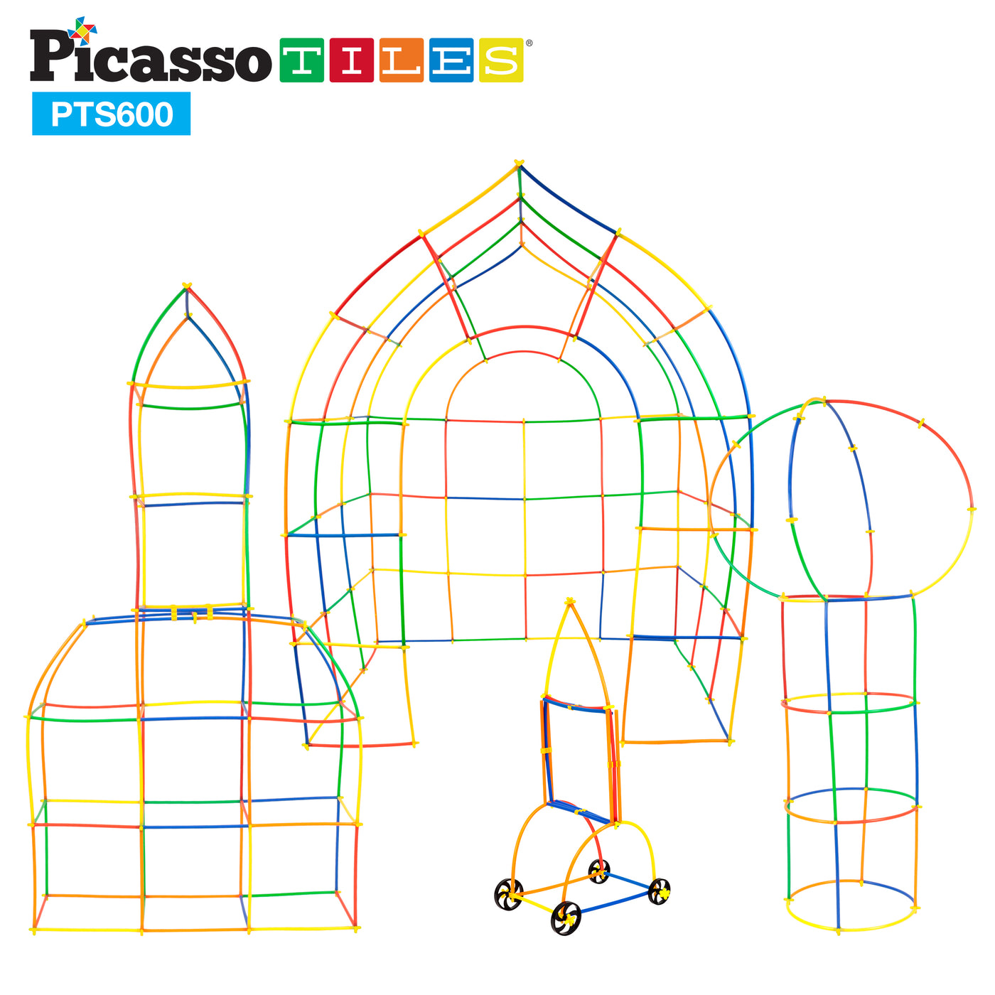 PicassoTiles 600pc Straw Building Set PTS600