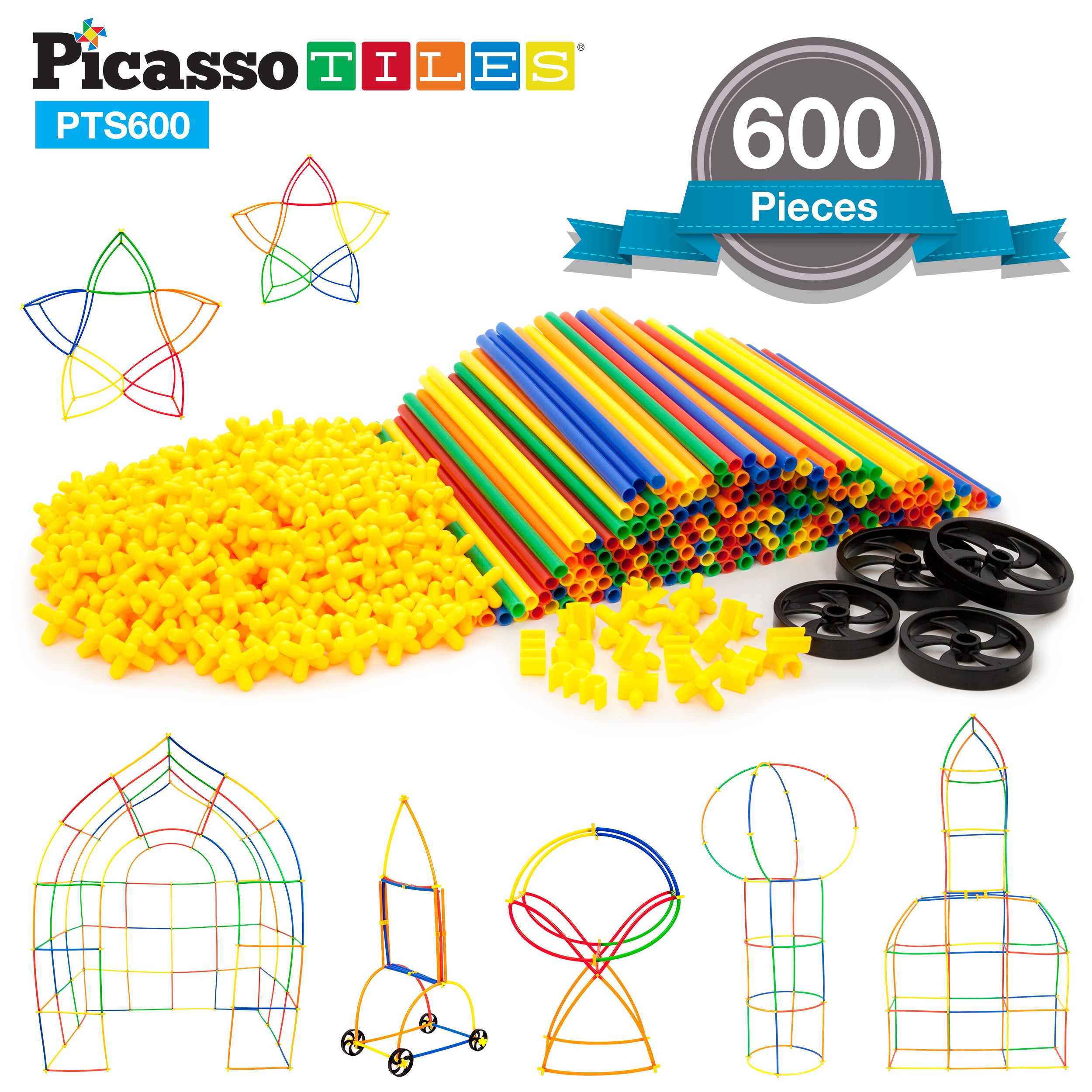 ピーのり PicassoTiles Straw Building Toy Set STEM Construction Kit 600