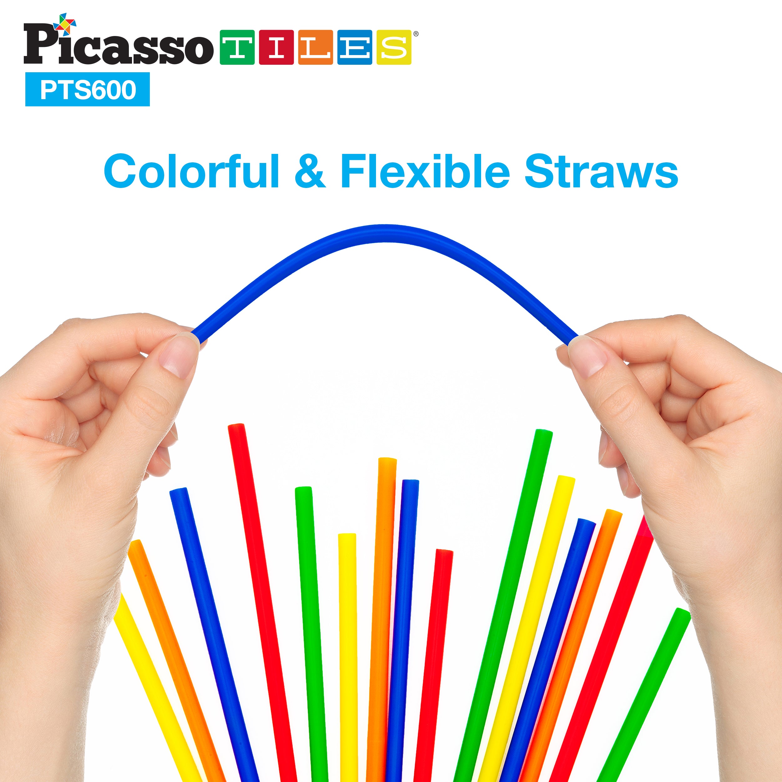 PicassoTiles 600pc Straw Building Set PTS600