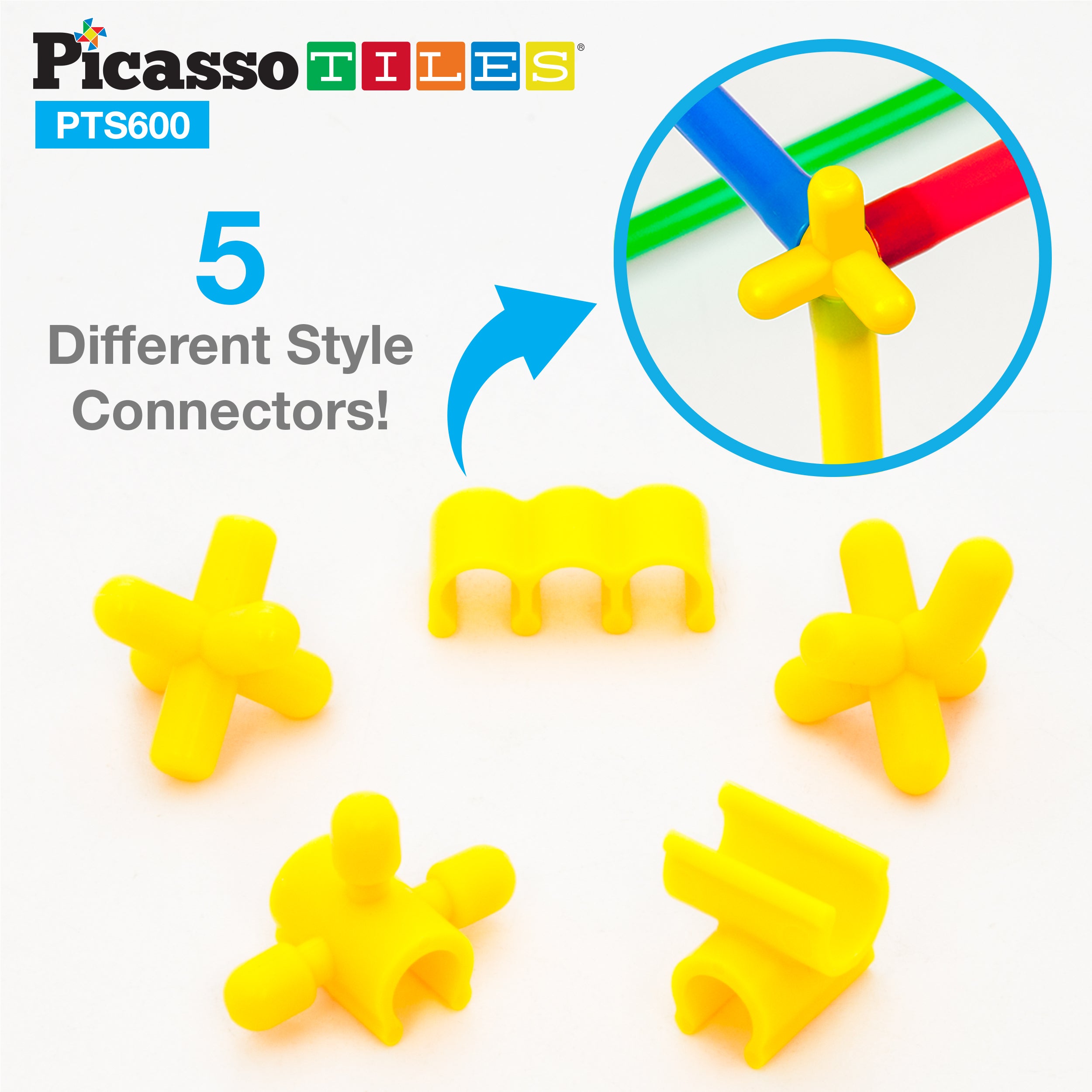 PicassoTiles 600pc Straw Building Set PTS600