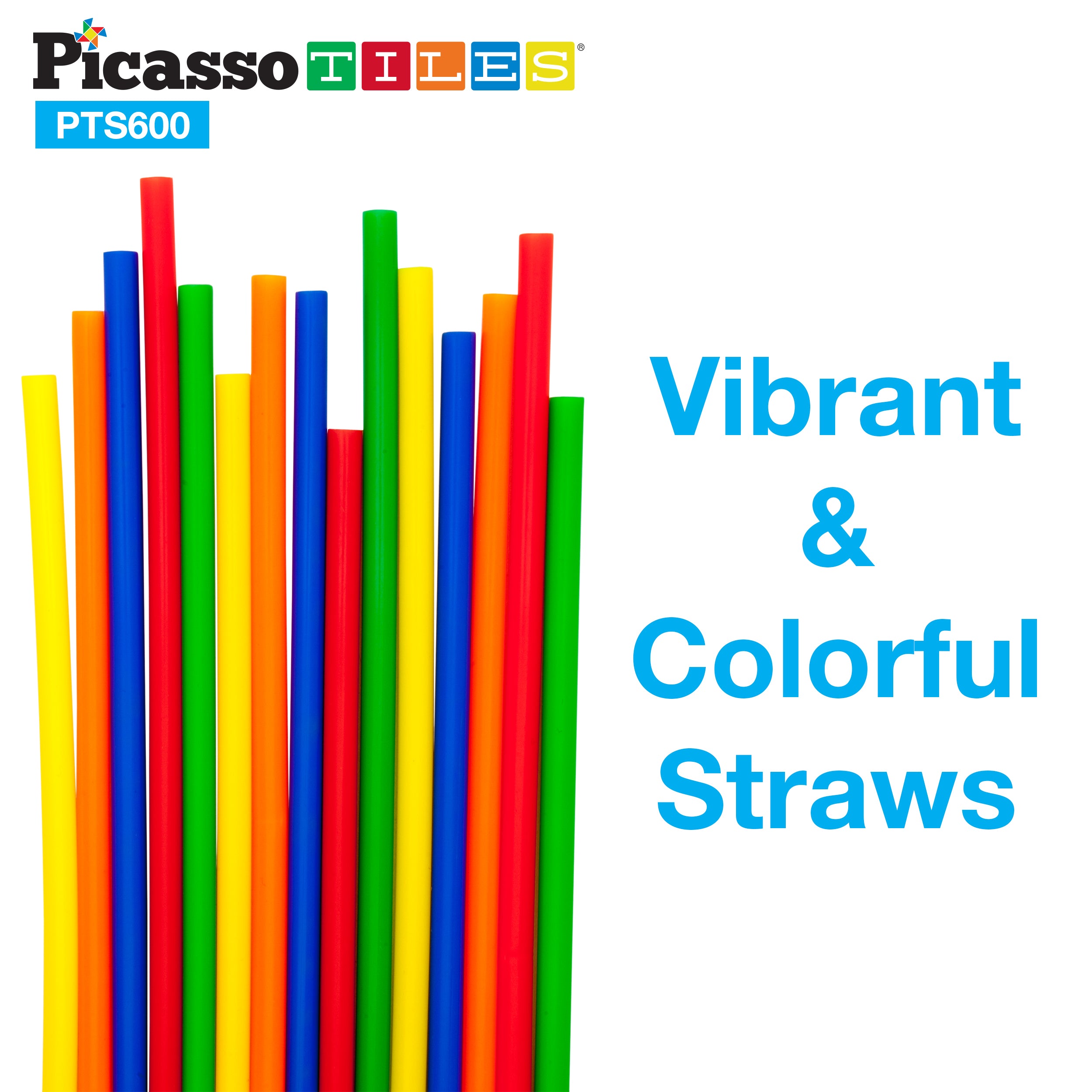 PicassoTiles 600pc Straw Building Set PTS600