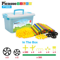 PicassoTiles 600pc Straw Building Set PTS600
