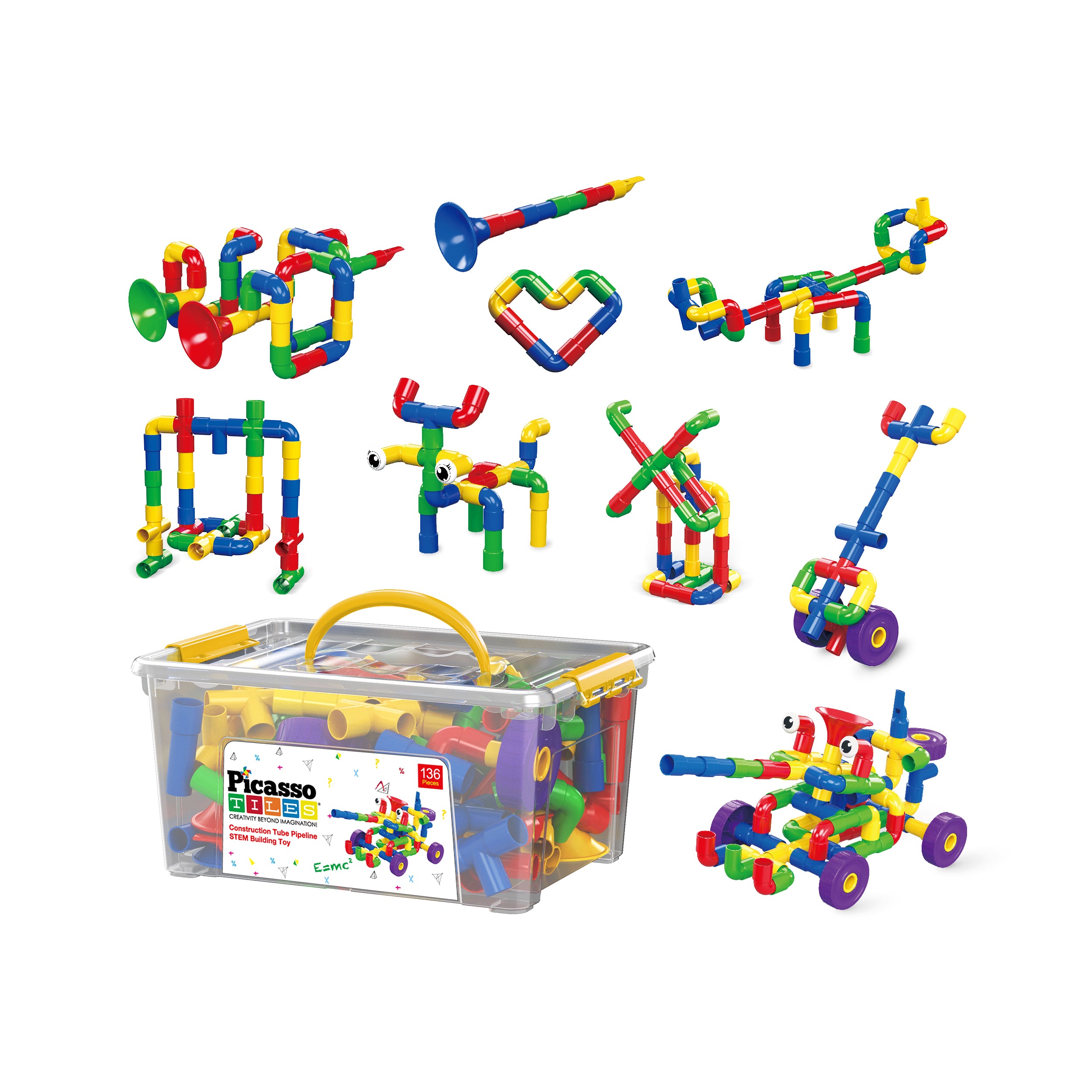 PicassoTiles Tube Building Block w/Musical Kit Pipes Puzzle Toy Set