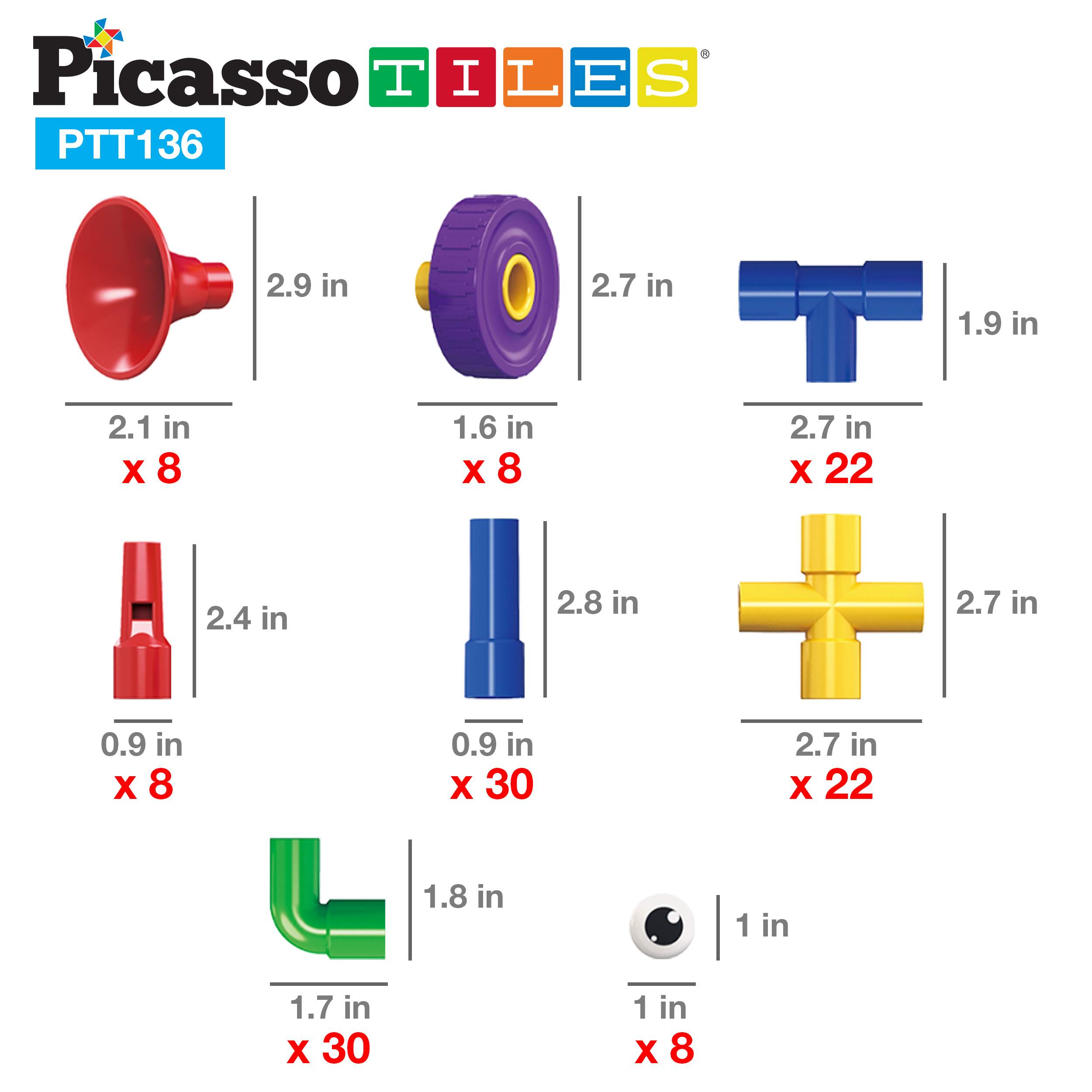 PicassoTiles Tube Building Block w/Musical Kit Pipes Puzzle Toy Set