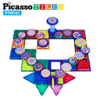 PicassoTiles Magnetic Building Blocks with Spinning Optical Pieces