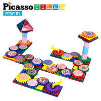 PicassoTiles Magnetic Building Blocks with Spinning Optical Pieces
