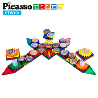 PicassoTiles Magnetic Building Blocks with Spinning Optical Pieces