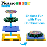 PicassoTiles Magnetic Building Blocks with Spinning Optical Pieces