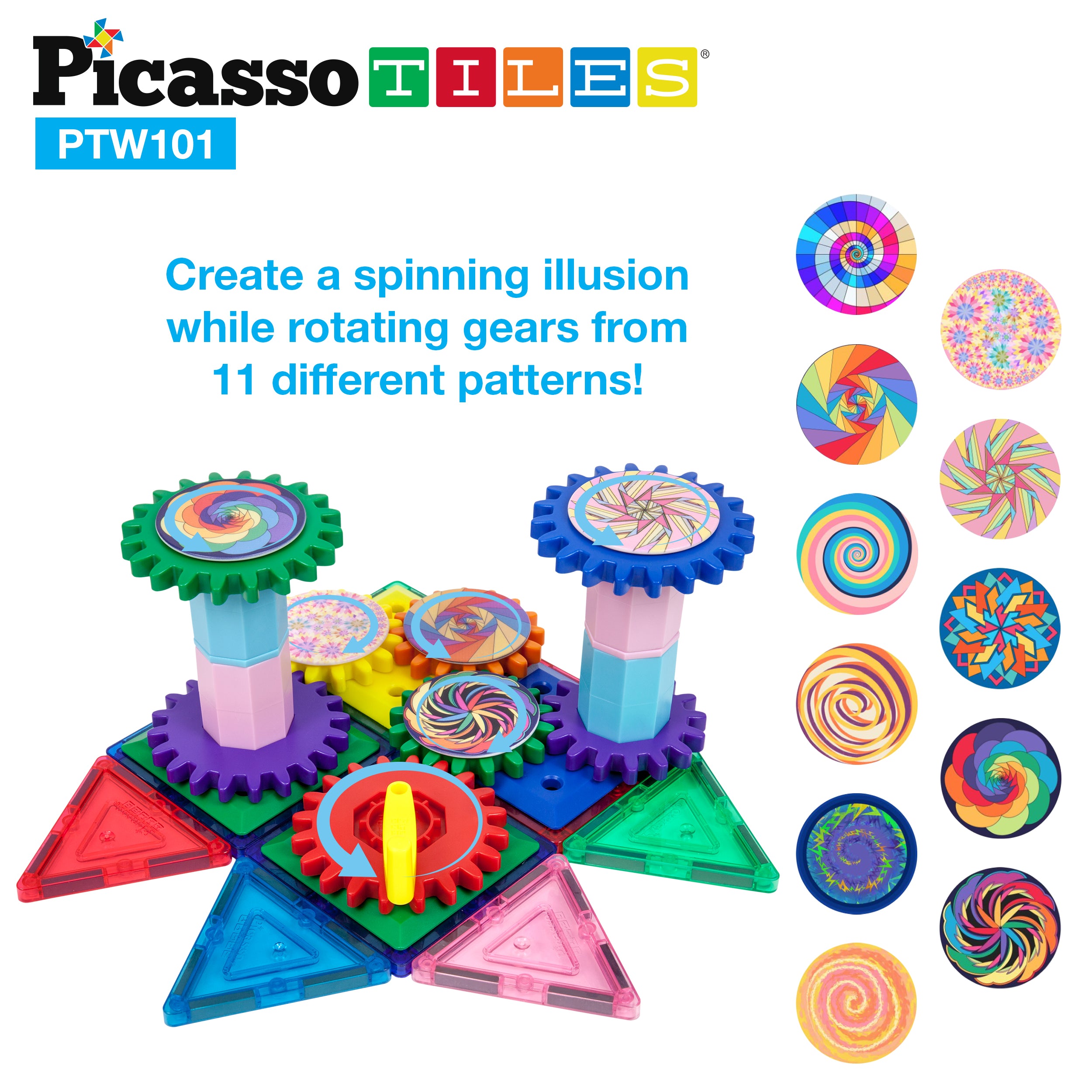 Picasso 飾り PicassoTiles Magnetic Building Blocks with Spinning Optical