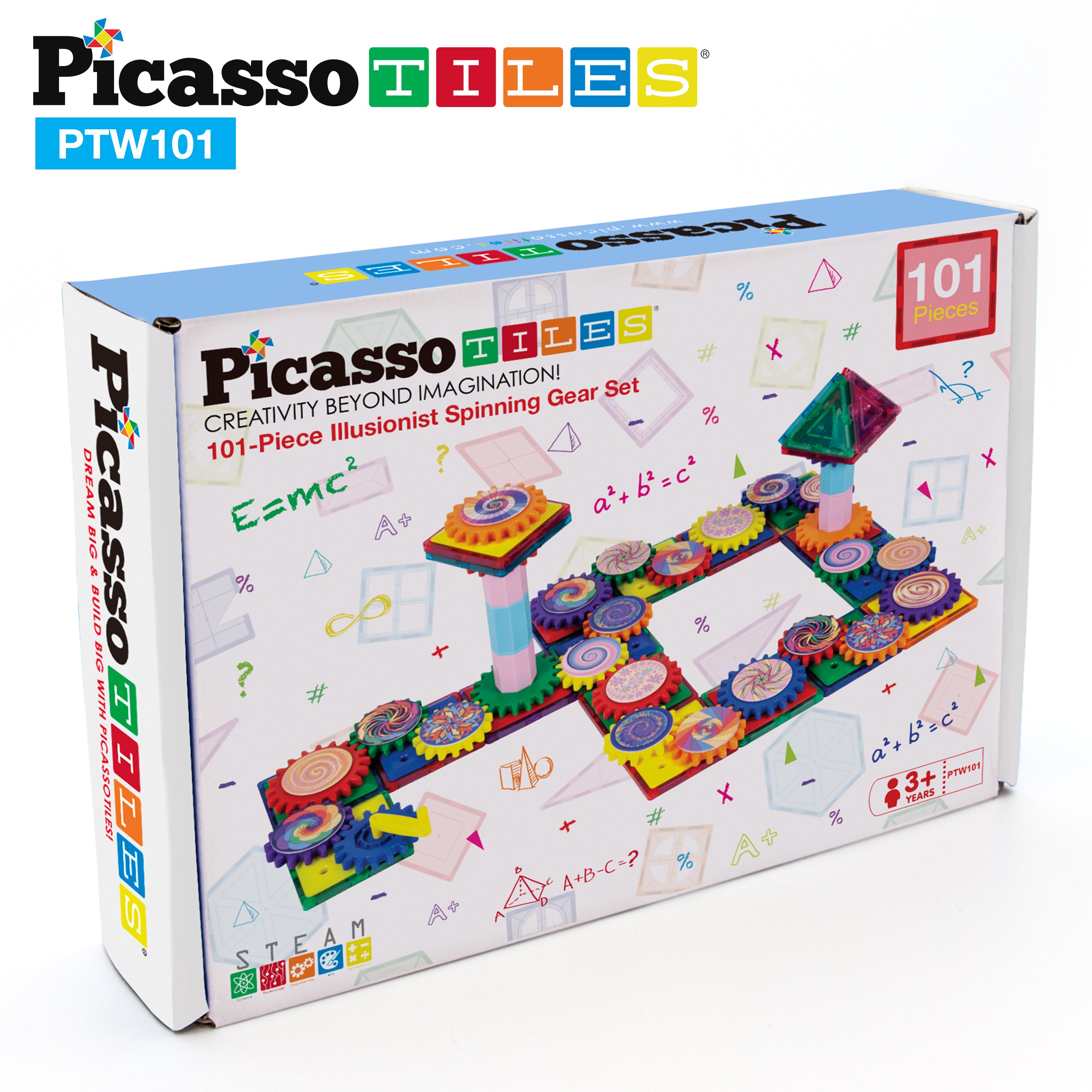 PicassoTiles Magnetic Building Blocks with Spinning Optical Pieces